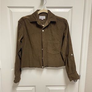 Emily Phillips Brown Corduroy Cropped Button Down